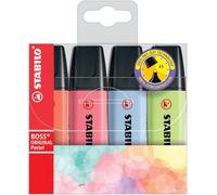 STABILO BOSS ORIGINAL Pastel - Surligneur - Pochette x 4 surligneurs pastel - corail, rose, bleu, citron