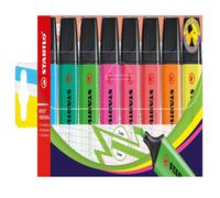 STABILO Surligneurs BOSS ORIGINAL – Pointe biseautée 2 et 5 mm – Pochette 8 coloris fluos