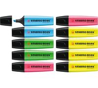STABILO BOSS ORIGINAL - Surligneur - Lot x 10 surligneurs fluo - 4 couleurs assorties