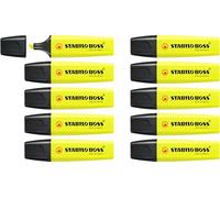 STABILO BOSS ORIGINAL - Surligneur - Lot x 10 surligneurs fluo - Jaune