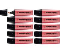 STABILO BOSS ORIGINAL - Surligneur - Lot x 10 surligneurs fluo - Rouge