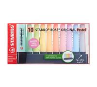 Surligneurs - STABILO BOSS ORIGINAL - 10 couleurs pastel - Set de bureau