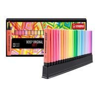 STABILO BOSS ORIGINAL Surligneurs - Coffret de bureau 23 pièces - 8 Couleurs néon, 8 Nuances pastel, 6 Tons naturels, 1 Marqueur noir
