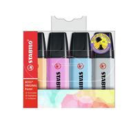 STABILO Surligneur BOSS ORIGINAL Pastel – Étui de 4 (abricot, bleu, mauve, gris)