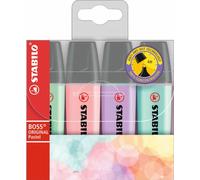 STABILO BOSS ORIGINAL Pastel Surligneur pointe biseautée 2 et 5 mm - Coloris assortis - Pochette de 4