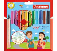 STABILO Cappi Fibre-Tip Stylo Avec Cap-Ring 12 IN Paquet 1 Bouchon Bague Assorti
