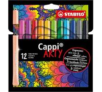 STABILO Cappi - Lot de 12 feutres avec anneau de capuchon - Arty - Avec 12 couleurs différentes