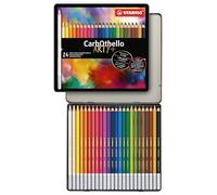 STABILO Crayon de couleur CarbOthello - Boîte métal 24 crayons pastel - Gamme ARTY+