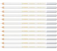 STABILO CarbOthello - Crayon de couleur - Lot x 12 crayons pastel fusain - Blanc titane (1400/100)