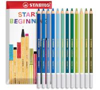 STABILO CarbOthello Lot de 12 crayons pastel à la craie - Tons bleu vert - dans une enveloppe cadeau