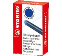 Stabilo Cartouche d'encre Remplissage Recharge - Lot de 6 - Bleu Patronen bleu