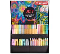 STABILO Coffret dessin ARTY x 50 pièces - 5 surligneurs BOSS ORIGINAL + 12 feutres Pen 68 + 12 stylos point 88 + 9 crayons woody 3 in 1 + 12 crayons de couleur STABILOaquacolor
