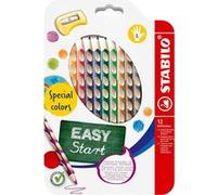 STABILO EASYcolors - Crayon de couleur ergonomique - Pochette x 12 crayons de coloriage triangulaires + taille-crayon - Gaucher- coloris fun
