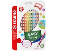 STABILO - Crayon de couleur ergonomique - EASYcolors - Etui carton x 12 crayons de coloriage triangulaires - taille-crayon inclus - coloris assortis - Droitier