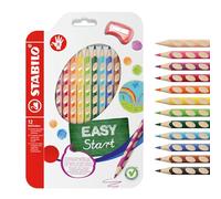 STABILO Crayons couleur EASYcolors - ergonomiques triangulaires - étui 12 + taille-crayon - droitier