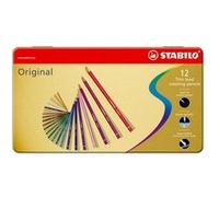 STABILO Original - Crayon de couleur - Boite métal x 12 crayons dessin à mine fine- Gamme ARTY+