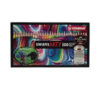 STABILO - crayon de couleurs - swans ARTY - Coffret de 100 crayons de dessin - 27 pastel, 4 fluo et 9 couleurs métallisées