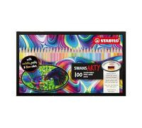 STABILO - crayon de couleurs - swans ARTY - Coffret de 100 crayons de dessin - 27 pastel, 4 fluo et 9 couleurs métallisées