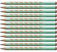 STABILO Crayon graphite ergonomique EASYgraph - Lot de 12 crayons graphites HB - Droitier- vert pastel