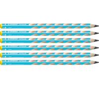 STABILO Crayon graphite ergonomique EASYgraph - Lot de 6 crayons graphites HB (bleu clair) - Gaucher