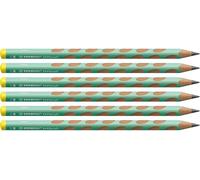 STABILO Crayon graphite ergonomique EASYgraph - Lot de 6 crayons graphites HB- Gaucher- vert pastel