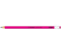 Stabilo Crayon graphite swano fluo - avec caoutchouc - Lot de 12 - Grad HB - Rose Fluorescent