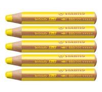 STABILO Crayon multi-talents woody 3 en 1, rond, jaune Jaune G