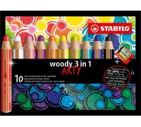 STABILO Crayon multitalent woody 3 en 1 étui carton de 10 ARTY