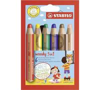 STABILO Crayons de couleur woody 3in1 – Étui carton x 6