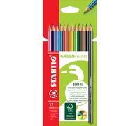 STABILO Crayons de couleur GREENcolors - Couleurs assorties - Boîte de 12
