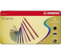 STABILO Crayons de couleur originaux - Boîtier métal 12 pièces