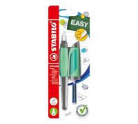 STABILO EASYbuddy Stylo-plume scolaire avec pointe A pour débutant - Vert menthe pastel - Encre bleue (effaçable) - Stylo unique - Cartouche incluse