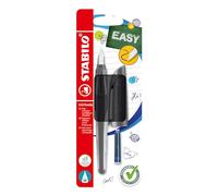 STABILO - Stylo-plume standard M - EASYbuddy Twilight Sky en noir/noir - Couleur d'écriture bleue (effaçable) - Stylo unique - Cartouche incluse