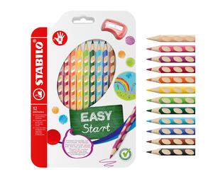 STABILO EASYcolors Coffret de 12 crayons de couleur ergonomiques pour droitier avec taille-crayon