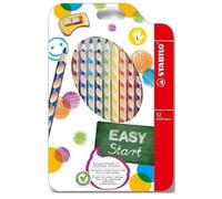 STABILO EASYcolors Coffret de 12 crayons de couleur ergonomiques pour gaucher avec taille-crayon