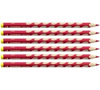 STABILO EASYcolors - Crayon de couleur ergonomique - Lot x 6 crayons de coloriage triangulaires - Gaucher - rouge