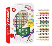 STABILO Crayons de couleur EASYcolors triangulaires Droitier Pochette 12 + taille-crayon coloris fun
