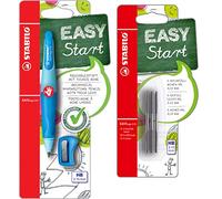STABILO EASYergo 3.15. 1 crayons à pression ergonomiques pour droitier Bleu clair/bleu foncé Avec 1 mine épaisse Dureté HB & taille-crayon + Lot de 6 mines de recharge - Dureté HB