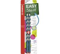 STABILO EASYgraph - Crayon graphite ergonomique - Blister x 2 crayons papier - HB - bleu ardoise - Droitier