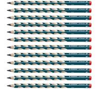STABILO – Crayon graphite ergonomique EASYgraph – Lot de 12 crayons papier HB bleu ardoise droitier