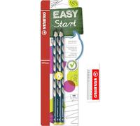 STABILO Easygraph Lot de 2 crayons d'écriture HB + gomme Legacy (essence pour gaucher)