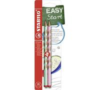 STABILO EASYgraph Lot de 2 crayons triangulaires ergonomiques pour droitiers Vert pastel et rose pastel Dureté HB