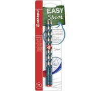 STABILO EASYgraph S - Crayon graphite ergonomique - Blister x 2 crayons papier - HB - bleu ardoise - Droitier