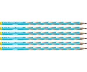 STABILO EASYgraph S - Crayon graphite ergonomique - Lot x 6 crayons papier - HB - bleu - Gaucher