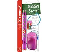 STABILO Easygraph S Kit d'école pour droitier avec taille-crayon et gomme Rose