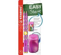 STABILO EASYgraph S Kit scolaire pour gauchers Rose avec taille-crayon + gomme