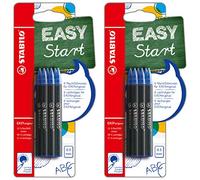 STABILO EASYoriginal Lot de 2 paquets de 6 cartouches d'encre à remplir, taille moyenne, encre bleue (effaçable)
