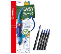 STABILO EASYoriginal Lot de 3 stylos à bille ergonomiques pour droitier Bleu foncé/bleu clair Avec cartouche et cartouches d'encre à remplir Format moyen