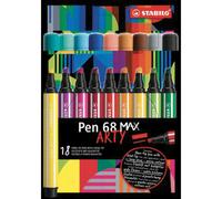 STABILO Etui carton de 18 feutres Pen 68 MAX ARTY. Pointe large biseautée. Coloris assortis