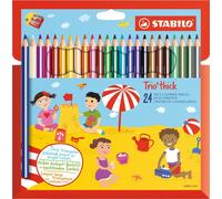 Stabilo Etui De 24 Crayons De Couleur Trio Triangulaire Large Avec Taille-Crayon Assorties